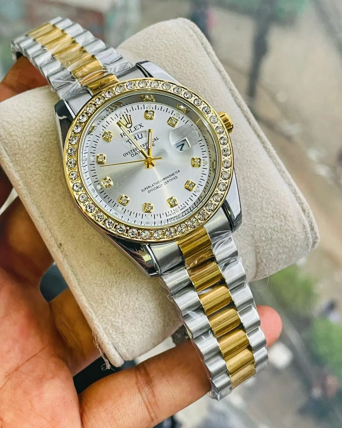 ROLEX Premium Stone White Watch